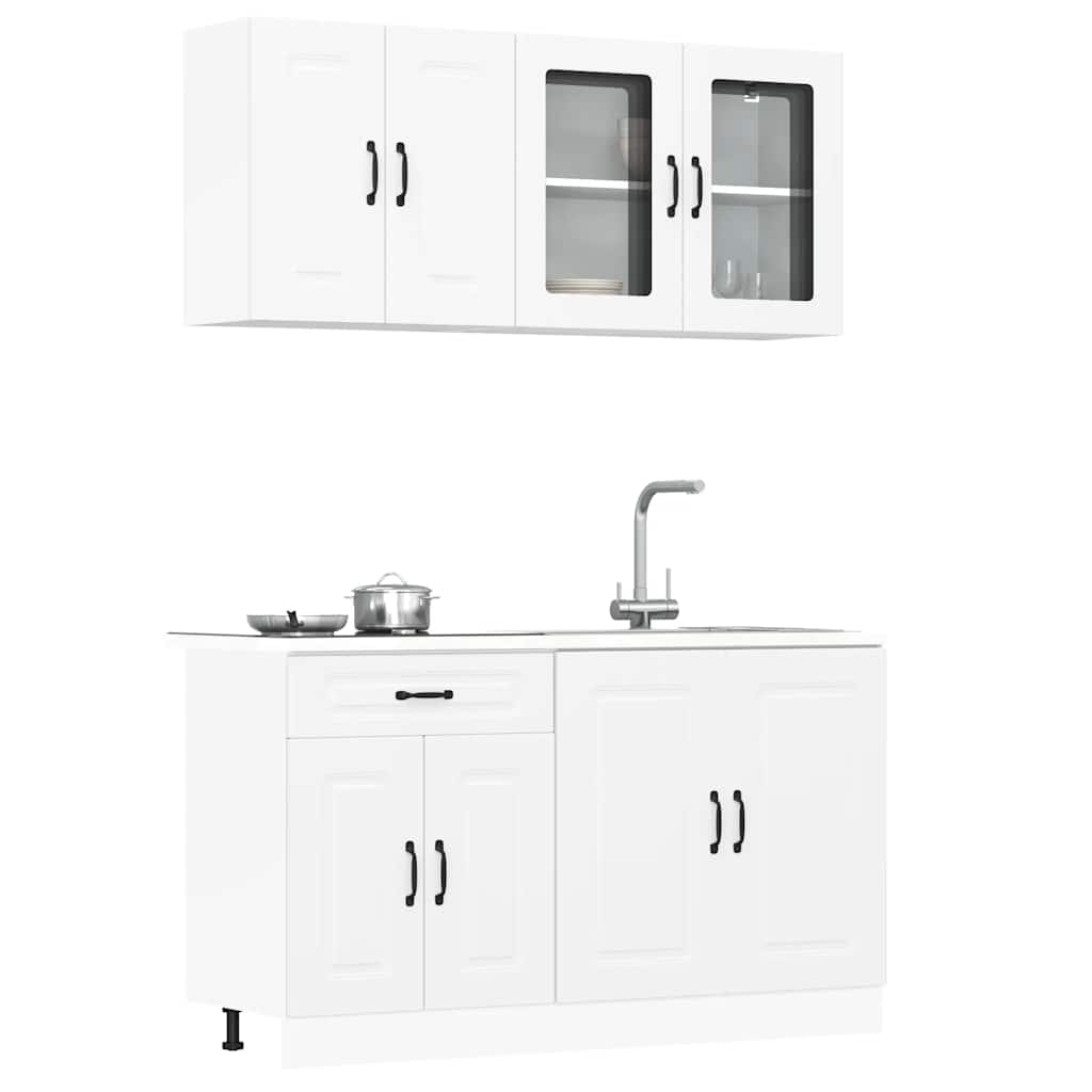 4 Piece Kitchen Cabinet Set "Kalmar" Engineered Wood White