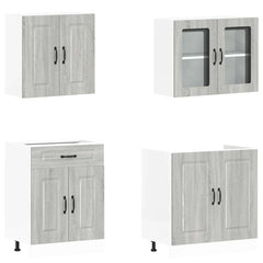 4 Piece Kitchen Cabinet Set "Kalmar" Engineered Wood Grey sonoma