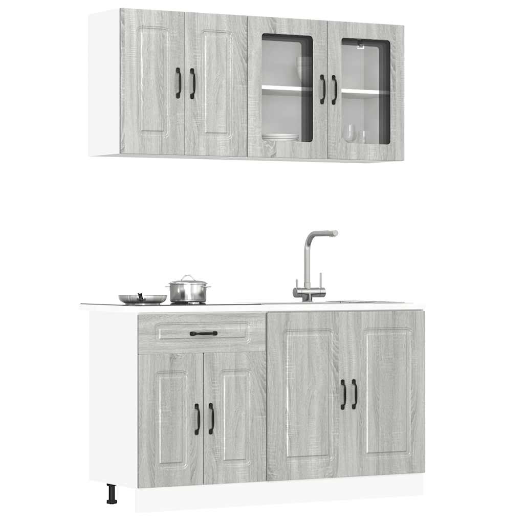 4 Piece Kitchen Cabinet Set "Kalmar" Engineered Wood Grey sonoma
