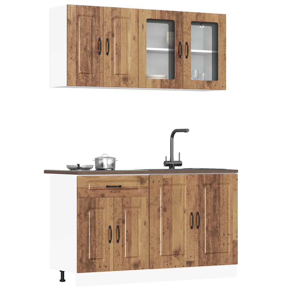 4 Piece Kitchen Cabinet Set "Kalmar" Engineered Wood Old wood