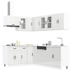 11 Piece Kitchen Cabinet Set "Kalmar" Engineered Wood High gloss white