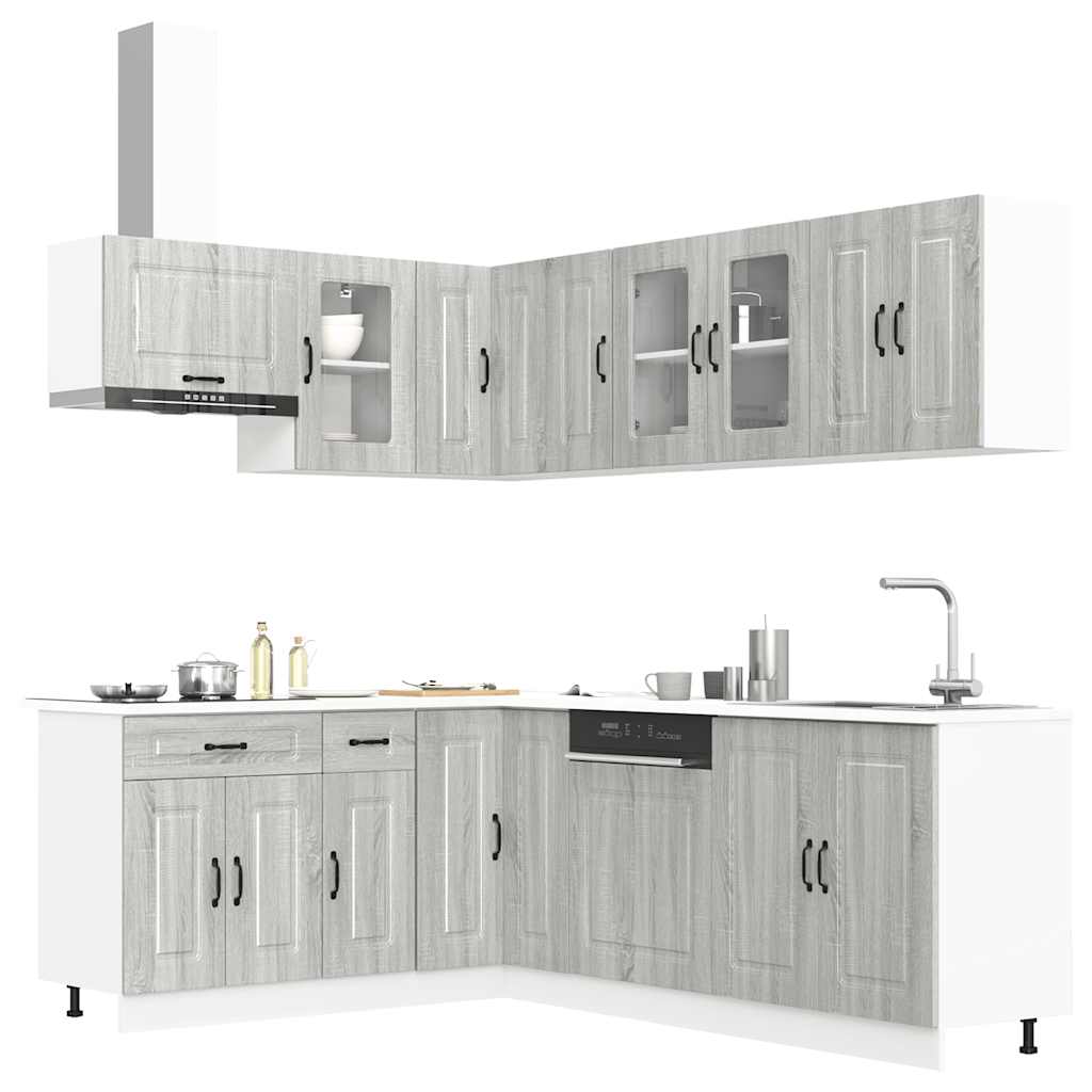 11 Piece Kitchen Cabinet Set "Kalmar" Engineered Wood Grey sonoma