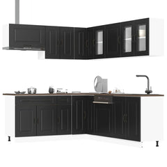 11 Piece Kitchen Cabinet Set "Kalmar" Engineered Wood Black