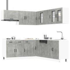 11 Piece Kitchen Cabinet Set "Kalmar" Engineered Wood Concrete grey