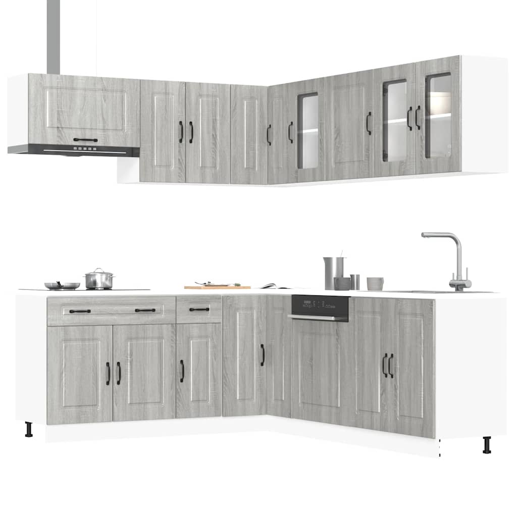 11 Piece Kitchen Cabinet Set "Kalmar" Engineered Wood Grey sonoma