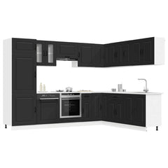 14 Piece Kitchen Cabinet Set "Kalmar" Engineered Wood Black