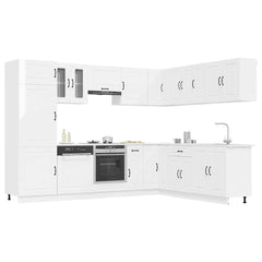 14 Piece Kitchen Cabinet Set "Kalmar" Engineered Wood High gloss white