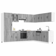 14 Piece Kitchen Cabinet Set "Kalmar" Engineered Wood Grey sonoma