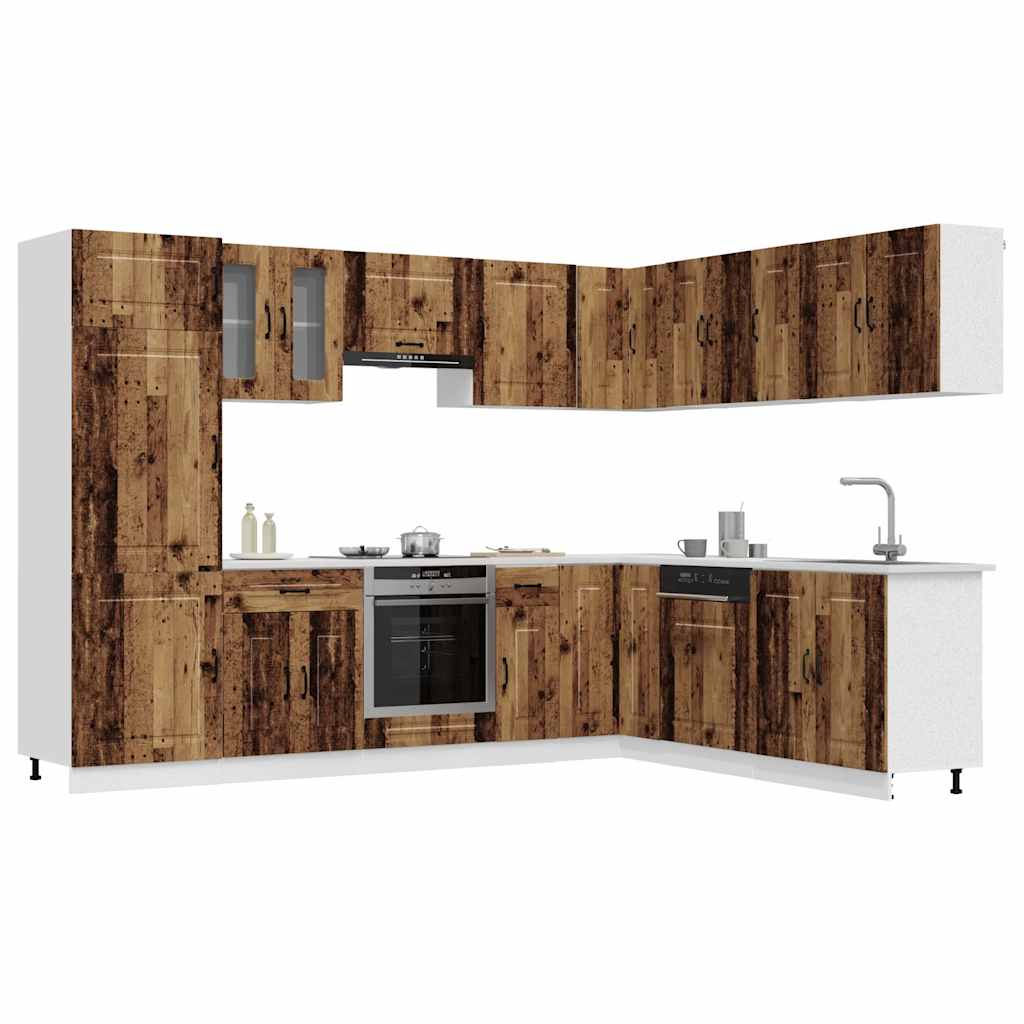 14 Piece Kitchen Cabinet Set "Kalmar" Engineered Wood Old wood