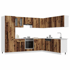 14 Piece Kitchen Cabinet Set "Kalmar" Engineered Wood Old wood