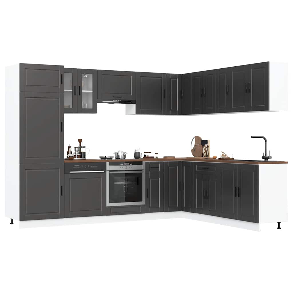 14 Piece Kitchen Cabinet Set "Porto" Engineered Wood Black
