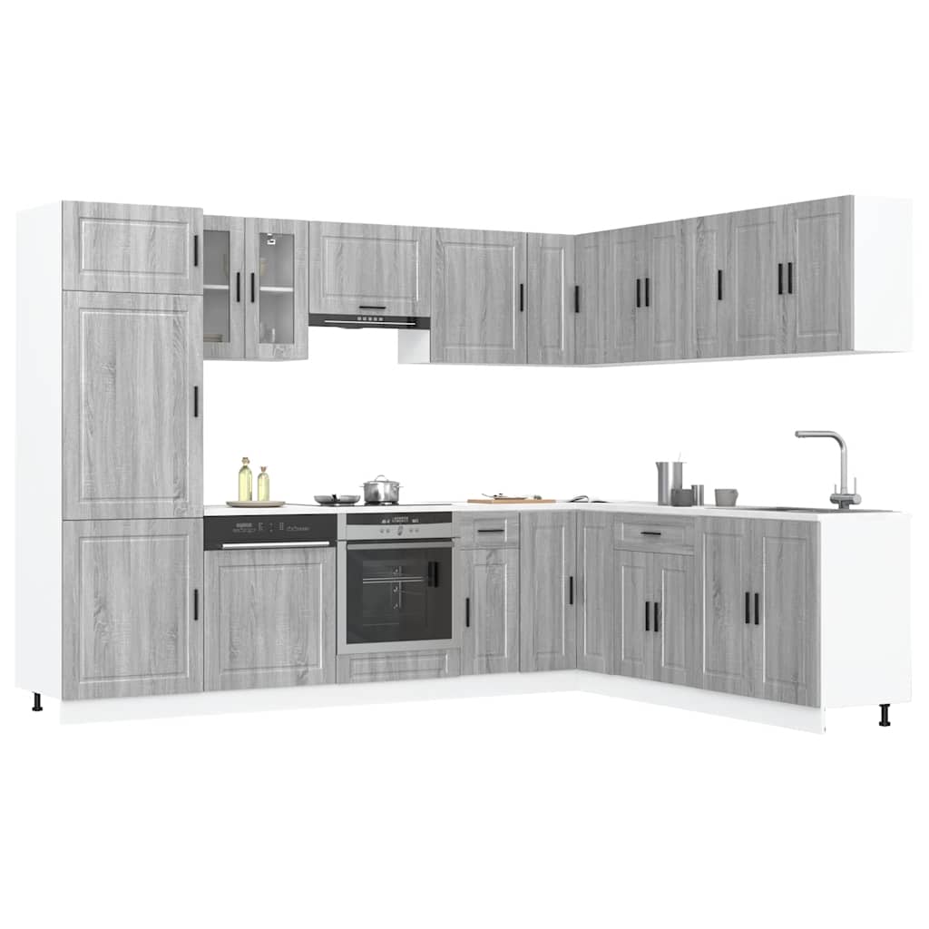 14 Piece Kitchen Cabinet Set "Porto" Engineered Wood Grey sonoma