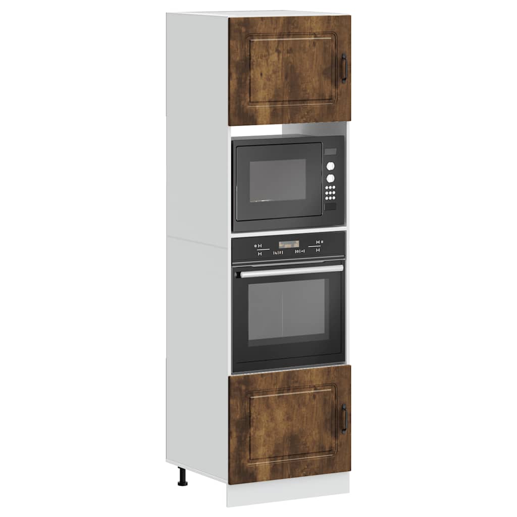 Kitchen Base Cabinet "Kalmar" Engineered Wood Smoked Oak 1x oven cabinet 60 cm wide 207 cm high