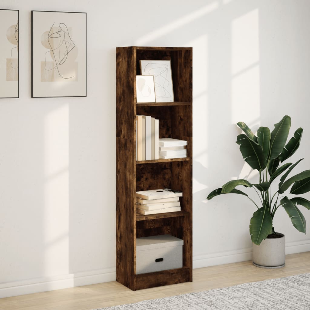 vidaXL Bookcase Smoked Oak 40x24x143 cm Engineered Wood 3
