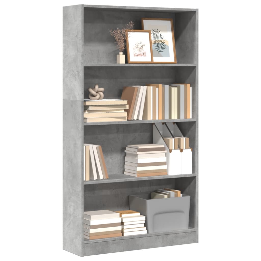 vidaXL Bookcase Concrete Grey 80x24x143 cm Engineered Wood 1