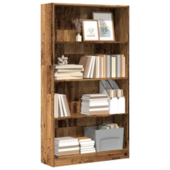 Bookcase 80x24x143 cm Engineered Wood Height 143 cm Width 80 cm Old wood