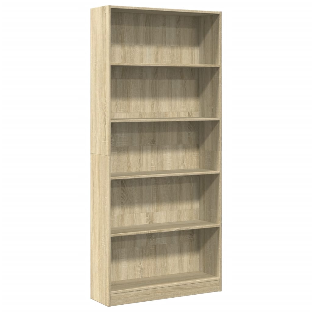 vidaXL Bookcase Sonoma Oak 80x24x176 cm Engineered Wood 2