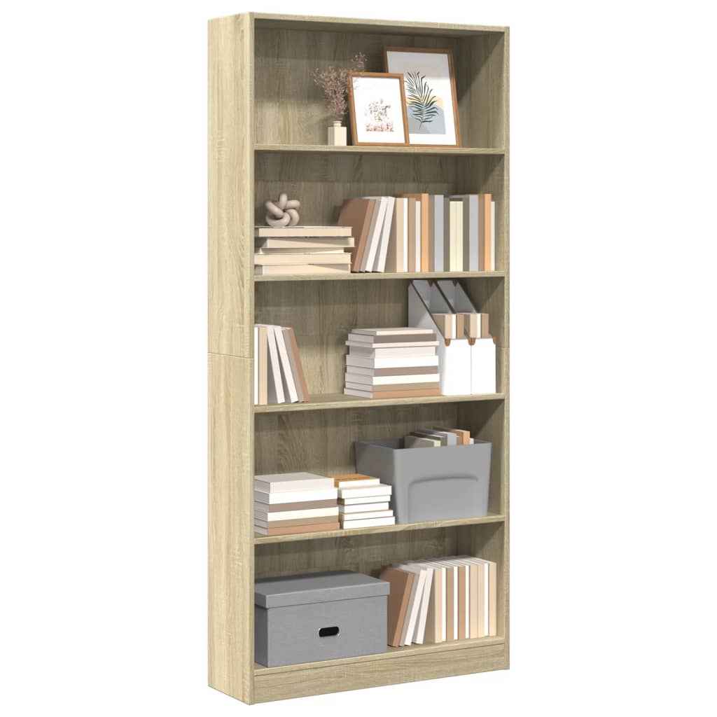 vidaXL Bookcase Sonoma Oak 80x24x176 cm Engineered Wood 1