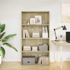 vidaXL Bookcase Sonoma Oak 80x30x152 cm Engineered Wood 3