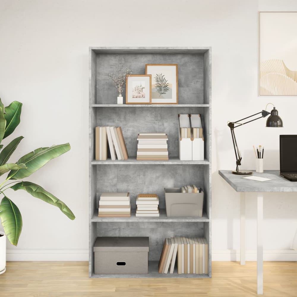 vidaXL Bookcase Concrete Grey 80x30x152 cm Engineered Wood 3