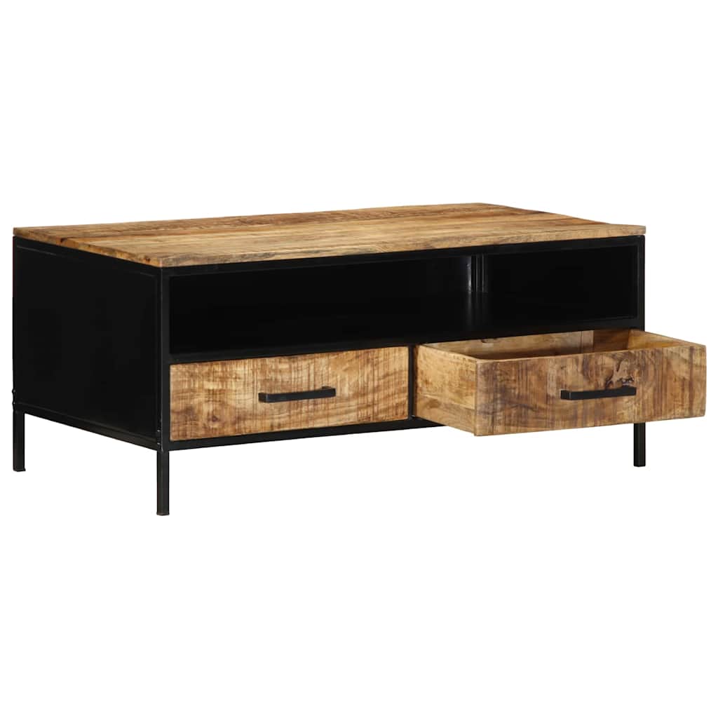 vidaXL Coffee Table Brown 90 x 50 x 40 cm Solid Mango Wood and Metal 2
