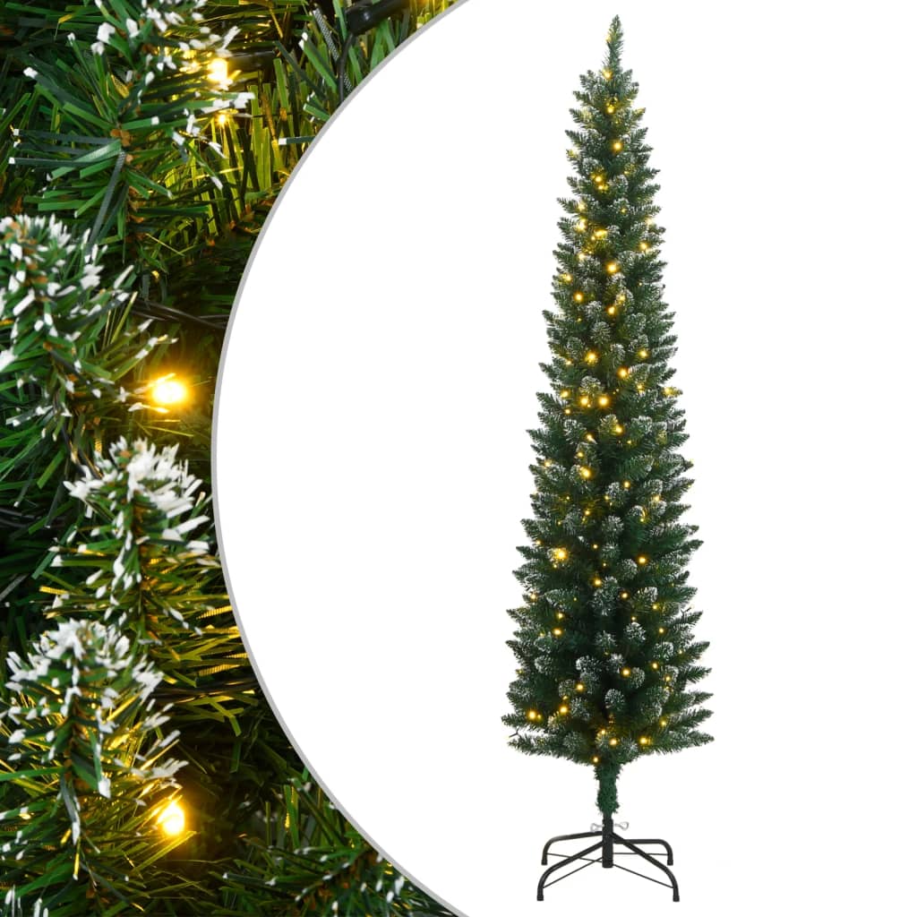 vidaXL Artificial Slim Christmas Tree 150 LEDs 120 cm 1