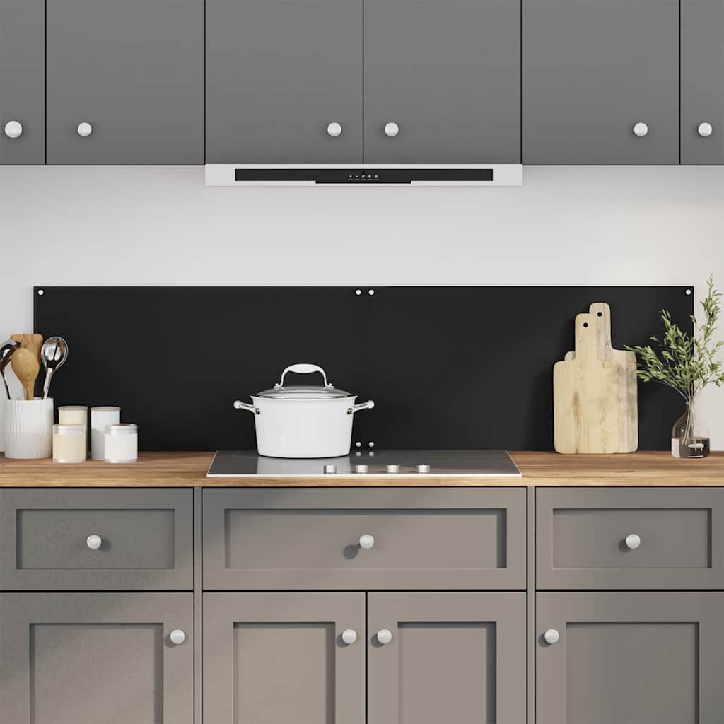 Kitchen Backsplashes 70x40 cm Tempered Glass 2 pcs Black 80 cm