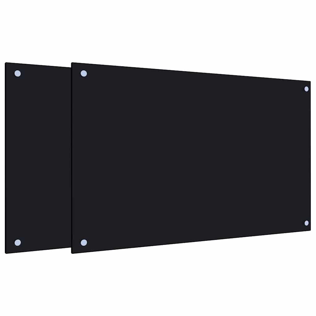 vidaXL Kitchen Backsplashes 2 pcs Black 80x50 cm Tempered Glass 2