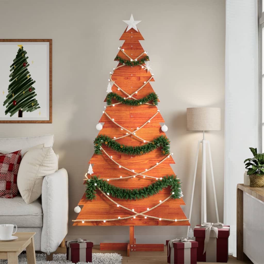 vidaXL Wooden Christmas Tree for Decoration Wax Brown 180 cm Solid Wood Pine 1
