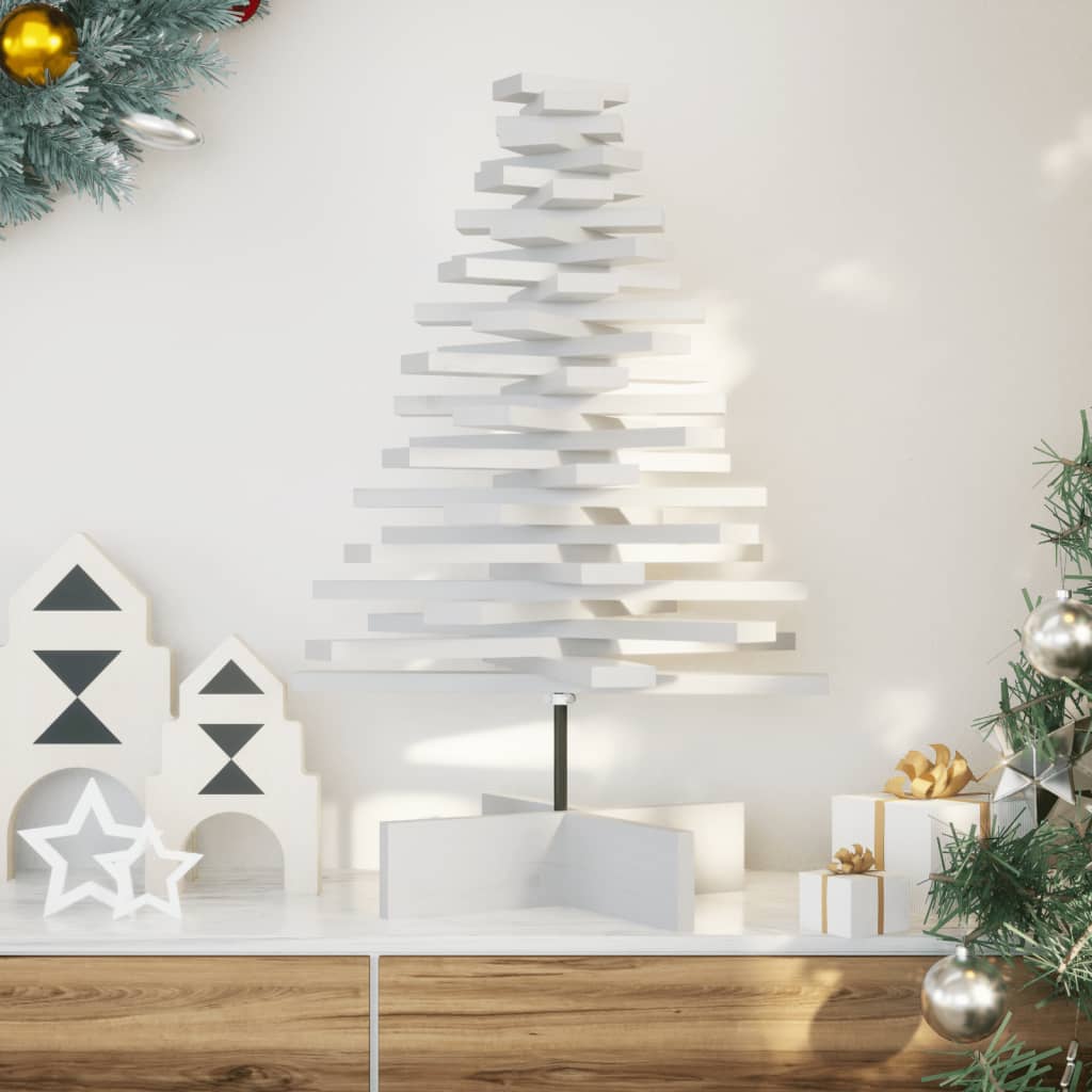 vidaXL Wooden Christmas Tree for Decoration White 80 cm Solid Wood Pine 1
