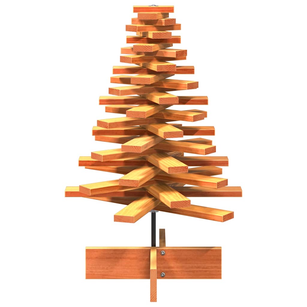Wooden Christmas Tree for Decoration Solid Wood Pine Wax brown 80 cm