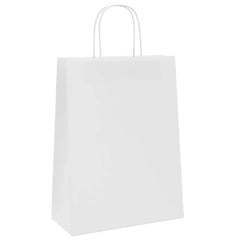vidaXL Paper Bags 250 pcs with Handles White 26x12x35 cm 4
