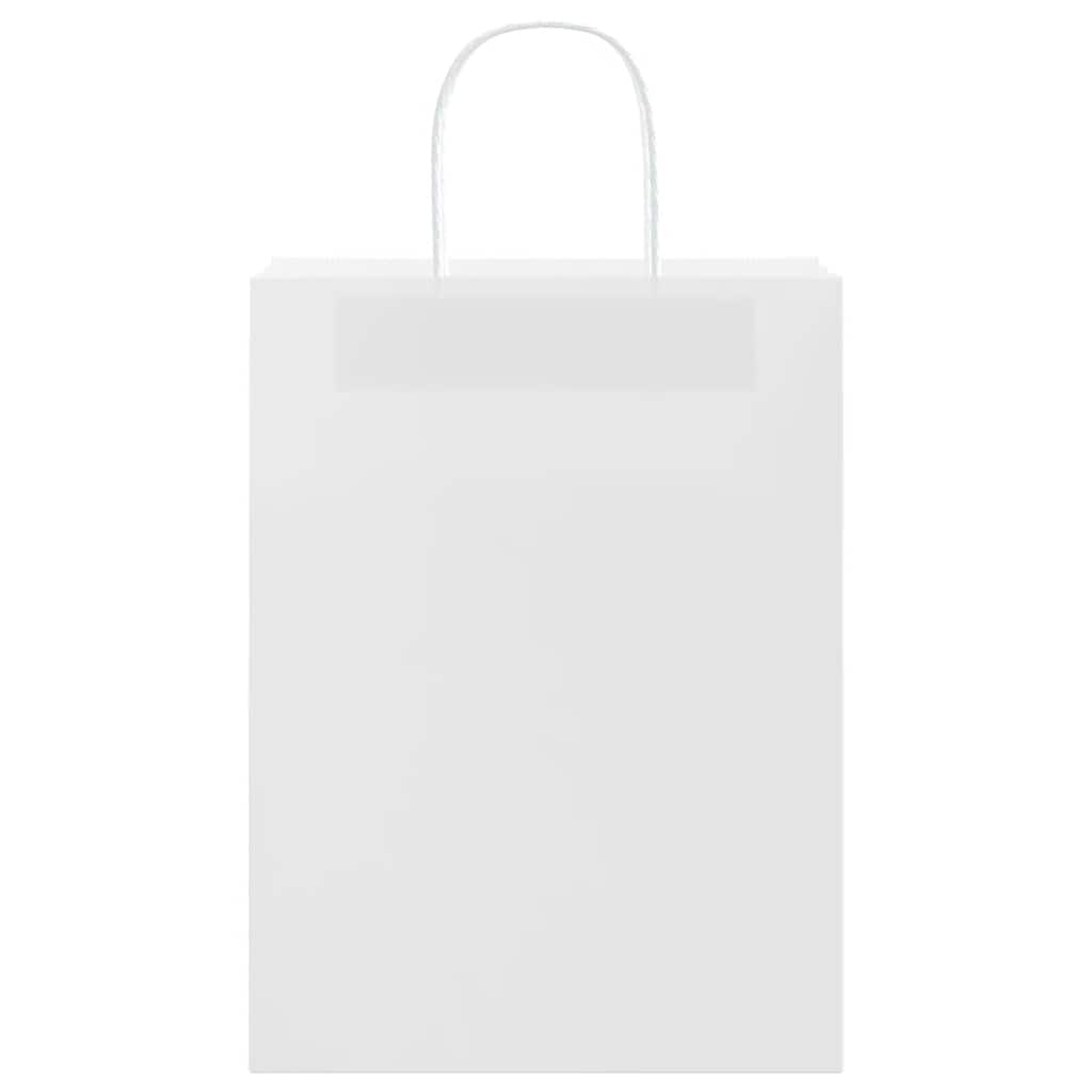 vidaXL Paper Bags 250 pcs with Handles White 26x12x35 cm 5