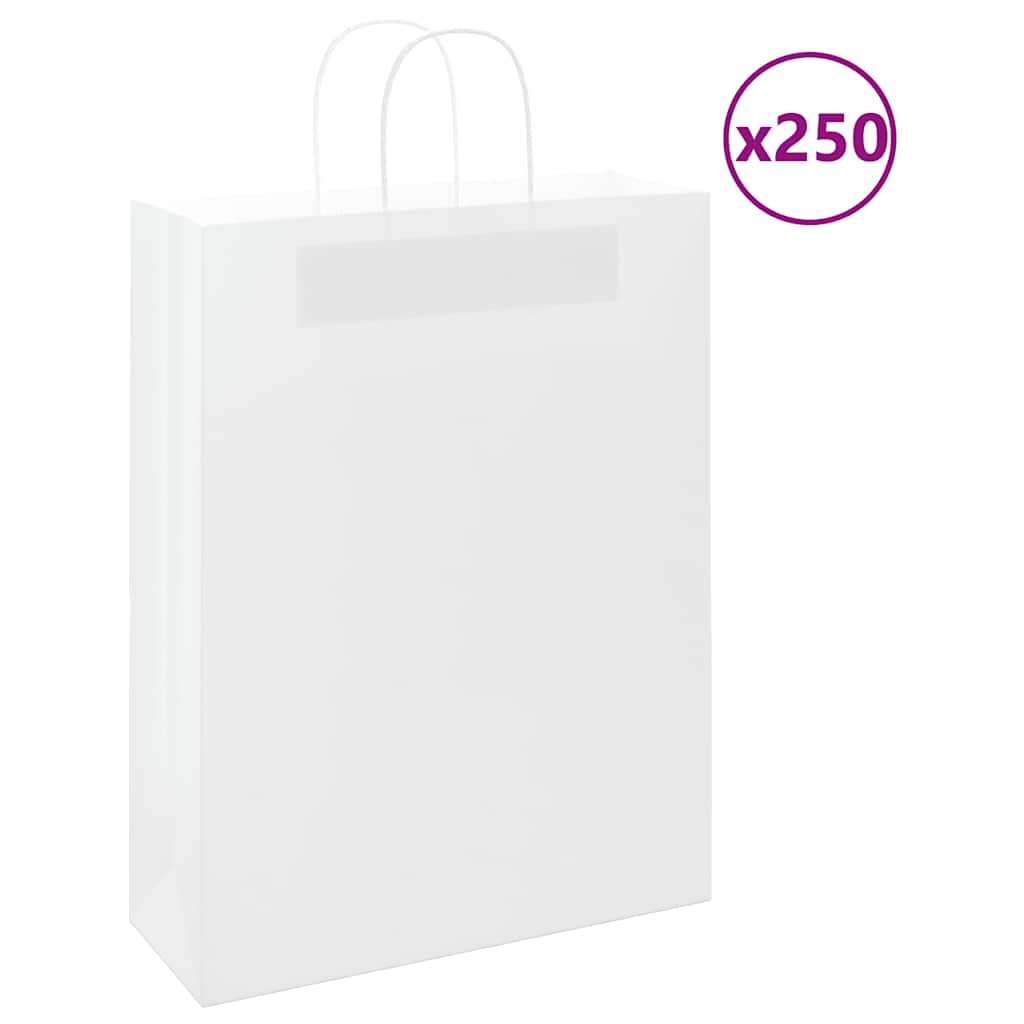 vidaXL Paper Bags 250 pcs with Handles White 32x12x42 cm 1
