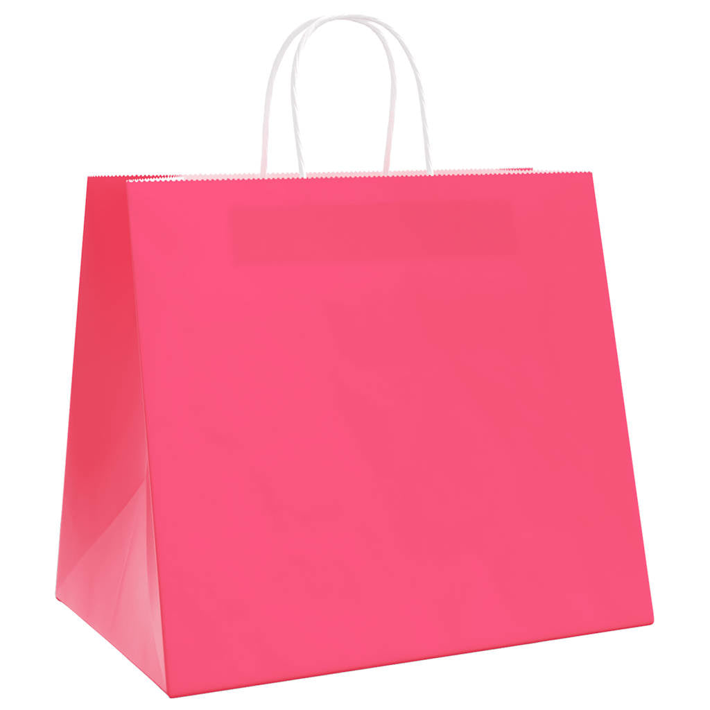 vidaXL Paper Bags 250 pcs with Handles Pink 32x22x28 cm 3