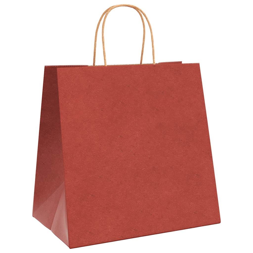 vidaXL Paper Bags 250 pcs with Handles Red 26x17x25 cm 3