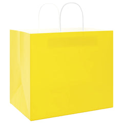 vidaXL Paper Bags 250 pcs with Handles Yellow 32x22x28 cm 4