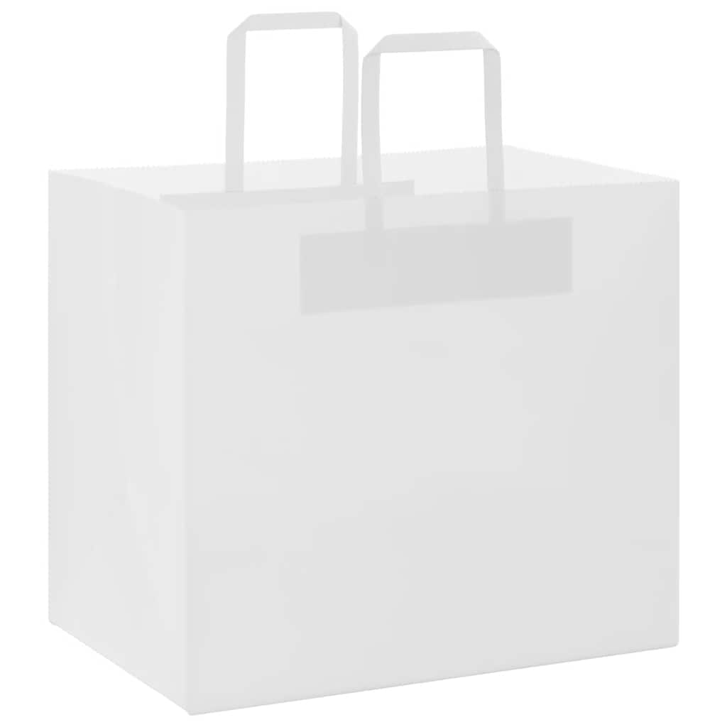 vidaXL Paper Bags 50 pcs with Handles White 32x22x28 cm 3
