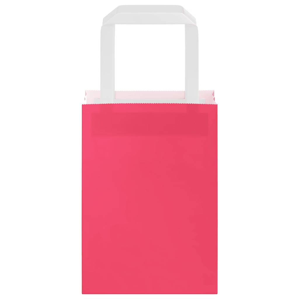 vidaXL Paper Bags 250 pcs with Handles Pink 15x8x21 cm 5