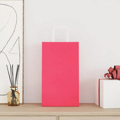 vidaXL Paper Bags 250 pcs with Handles Pink 21x11x36 cm 2