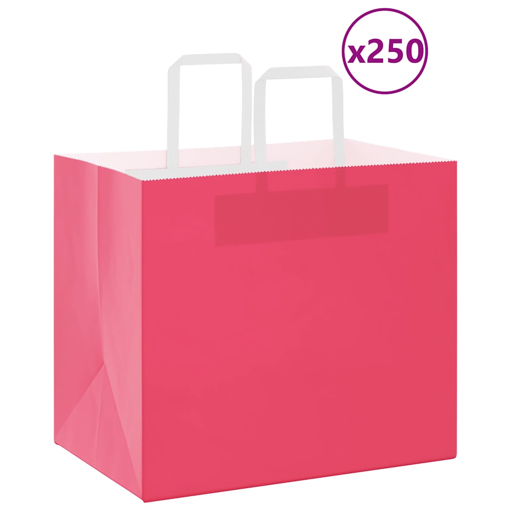 vidaXL Paper Bags 250 pcs with Handles Pink 32x22x28 cm 1