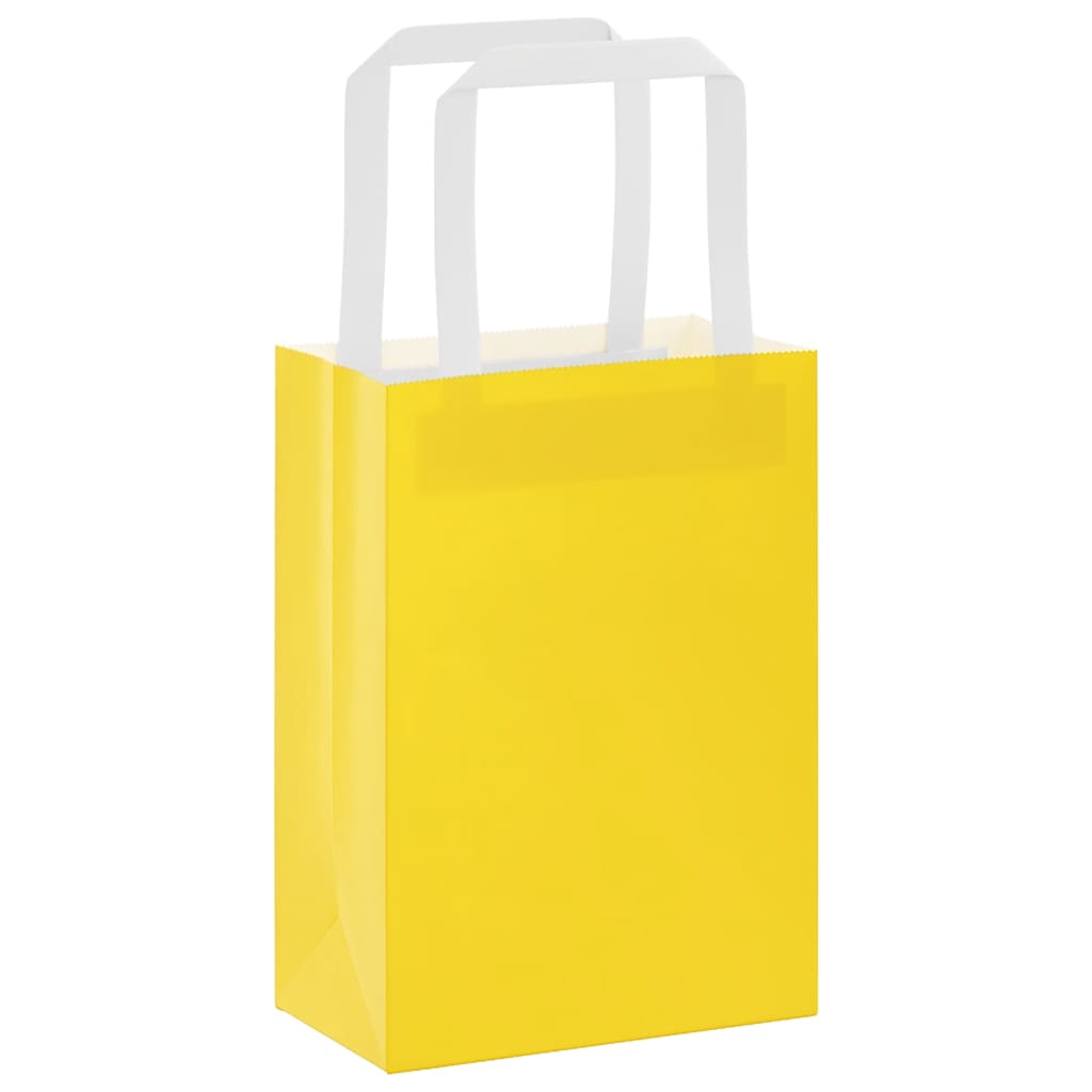 vidaXL Paper Bags 250 pcs with Handles Yellow 15x8x21 cm 3