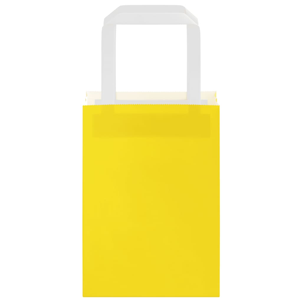 vidaXL Paper Bags 250 pcs with Handles Yellow 15x8x21 cm 4