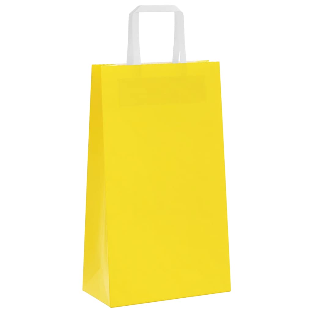 vidaXL Paper Bags 250 pcs with Handles Yellow 21x11x36 cm 5