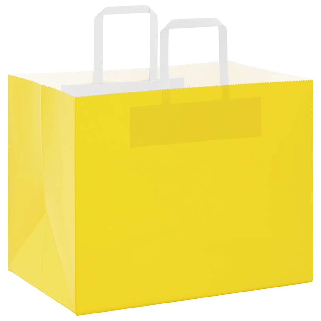 vidaXL Paper Bags 250 pcs with Handles Yellow 32x22x24 cm 3