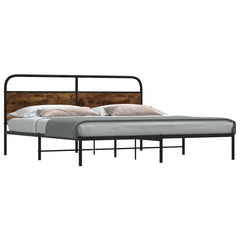 Metal Bed Frame without Mattress Smoked Oak Headboard