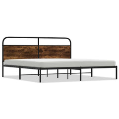 Metal Bed Frame without Mattress 183x213 cm Smoked Oak With headboard