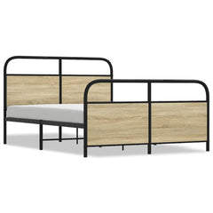 vidaXL Metal Bed Frame without Mattress Sonoma Oak 140x200 cm 2