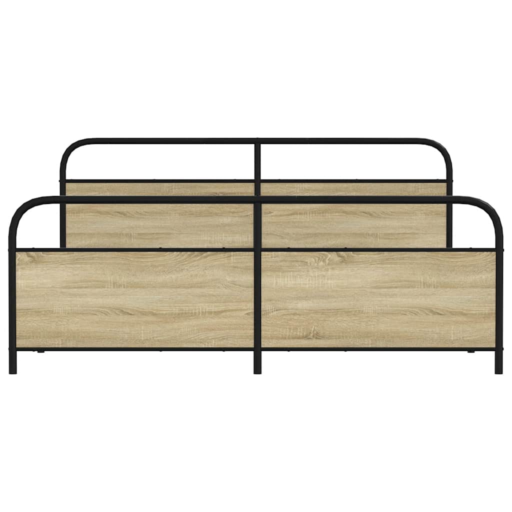 Metal Bed Frame without Mattress Sonoma Oak Length 203 cm 193 cm With headboard & footboard