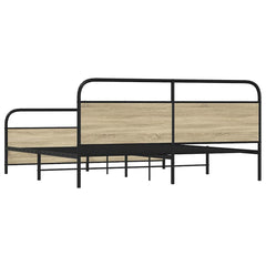 Metal Bed Frame without Mattress Sonoma Oak Length 203 cm 193 cm With headboard & footboard